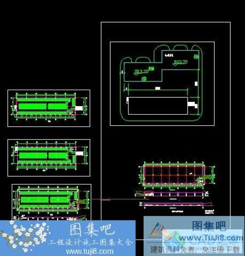 自行車車棚建筑施工圖