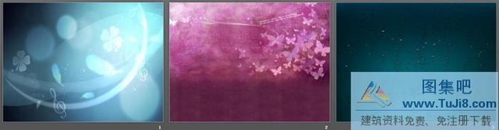 抽象的羽毛水滴蝴蝶PPT背景圖片下載