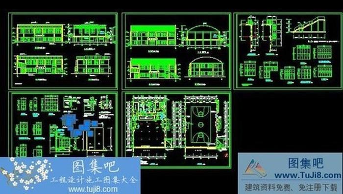 中學(xué)操場(chǎng)與食堂建筑施工圖
