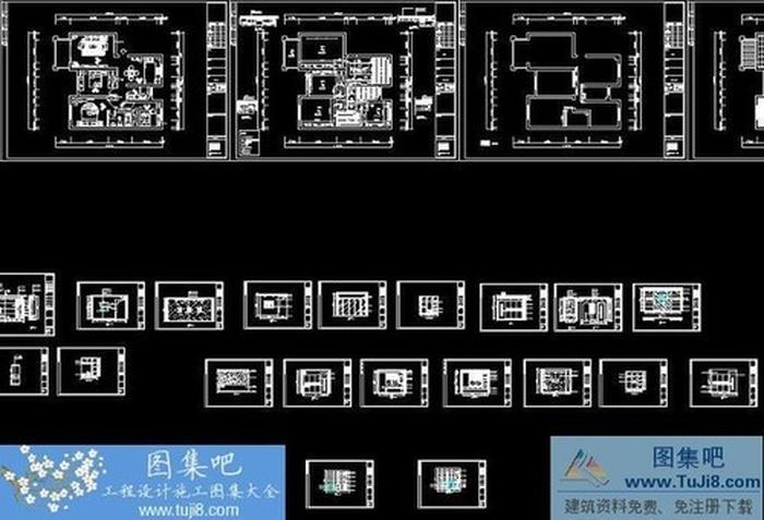 三室一廳兩居米粉色CAD設計施工圖附效果圖