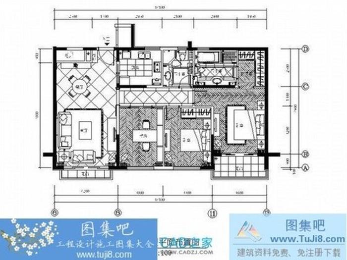 某三室兩廳樣板房室內(nèi)裝修施工圖